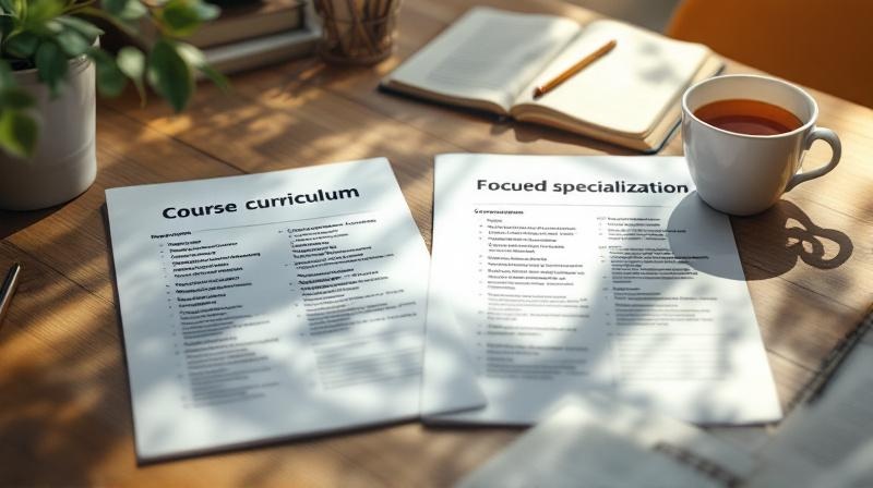 Zwei unterschiedliche Kursbroschüren liegen nebeneinander auf einem Schreibtisch