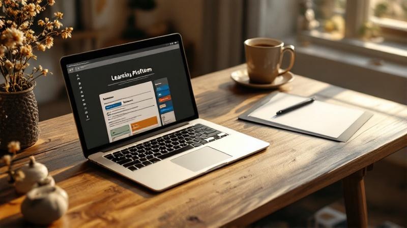 Hauptschulzeugnis und Laptop nebeneinander auf einem Schreibtisch