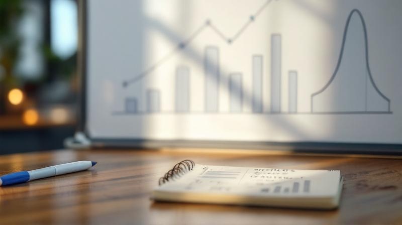 Einfache Balkendiagramme auf einem Whiteboard und ein Notizheft